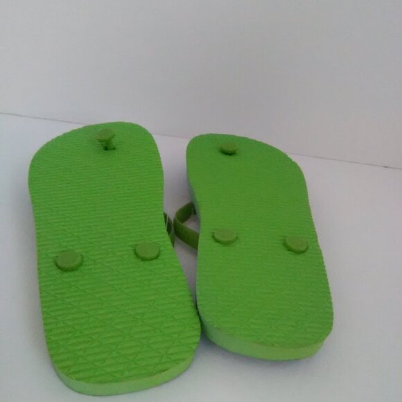 Juncture Kids/Boys Flip Flop Sandals Color Green Blue Stripe Size Large 2/3 NWOT - Picture 2 of 6